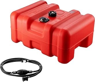 VEVOR Marine Tank, 14.53 Gallon/55L, Boat Tank with 9.8 ft Long Hose, Two-Way Vent Cap, High-Density Polyethylene, Leak-Proof, Visible Gauge, Easy to Carry, for Outboard Engine Fishing Boat Yacht
