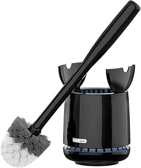 MR.SIGA Toilet Bowl Brush and Holder, Premium Quality, with Solid Handle and Durable Bristles for Bathroom Cleaning, Black, 1 Pack