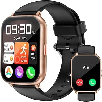 RUIMEN Smart Watches for Men Women (Answer/Make Calls, 2 Bands Included), 1.8" Smartwatch for iOS/Android Phones, Fitness Tracker Heart Rate/Sleep Monitor Digital Watch Waterproof (Black/Copper)