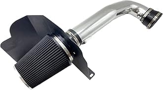 3.5 Inch Cold Air Intake Kit W/ + Heat Shield High Performance for Chevy Silverado 1500/GMC Sierra 1500 5.3L/6.2L 2014-2018;Fit for Cadillac Escalade 6.2L 2015-2020 (Silver & Black)