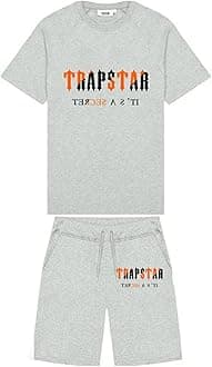 Trapstar Letters Printed Casual Sportswear Suit, Men and Women T-Shirt + Shorts + Hat 3 Piece, Loose Jogging Short Sleeve Tracksuits (Color : D2, Size : Large)