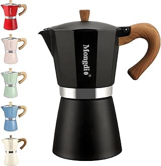 Stovetop Espresso Maker Moka Pot, Cuban Coffee Maker Stove top coffee maker Moka Italian Espresso Greca Coffee Maker Brewer Percolator, 6 Espresso Cups, 10 oz - Black
