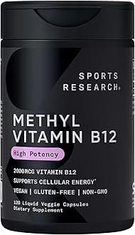 Vitamin B12 as Methylcobalamin 2000mcg - Plant Based B12 w/Coconut MCT Oil for Energy Metabolism Support - Vegan Certified · Non-GMO · Gluten Free - 120 Liquid Caps