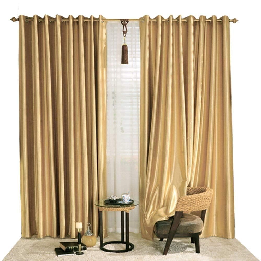 Golden Curtains Gorgeous Blackout Drapes - KoTing 1 Panel Solid Golden Short Curtains Room Darkening Drapes Grommet Top 63 inch Long