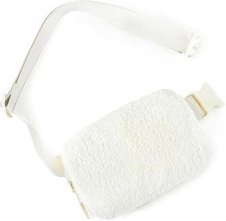 Telena Belt Bag for Women Men Fashionable Cross Body Fanny Pack for Women Waist Bag with Adjustable Strap, Sherpa White