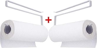 Dime Store Iron Paper Holder Towel Holder Underneath Cabinet Rack Holder Over The Door Kitchen Roll Holder Toilet Paper Roll Holder Over The Cabinet (Set of 2, White)
