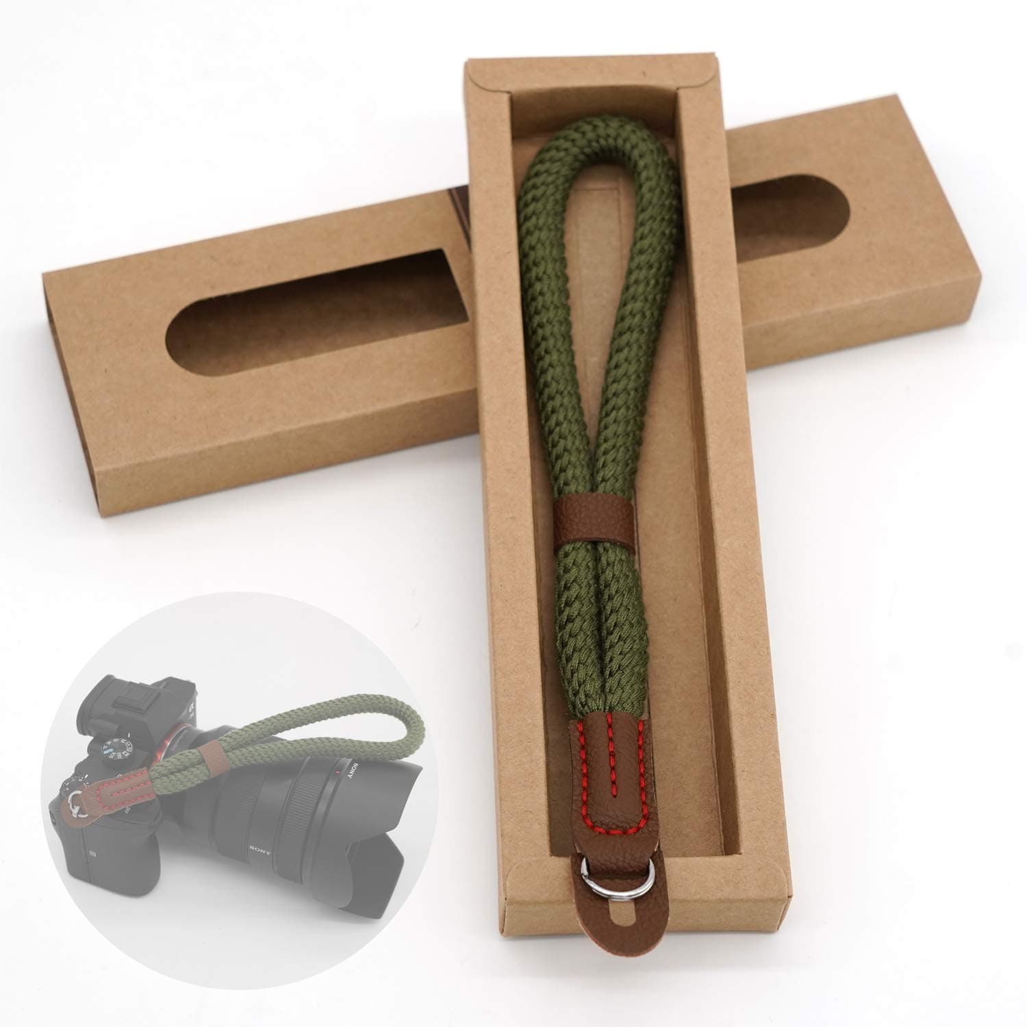 Comfortable Cotton Camera Hand Wrist Strap Compatible for Sony A7 A9 A6000 A6300 A6500 Fujifilm X-T30 X-T20 X-T3 X-T2 X70 ILCE M10 Mirrorless Cameras Safety Tether (Green)