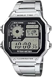 Casio - AE-1200WHD-1A - Sports - Men's Watch - Digital Quartz - LCD Dial - Grey Steel Strap