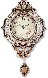 Aero Snail Retro European Wall Clock Metal Workmanship Large Silent Living Room Bedroom Collection Quartz Hanging Clock with Moving Pendulum