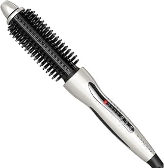 MIRACOMB Hair Curler Straightening Brush Ceramic Tourmaline Cool Touch PRO Multi Styler with 5 Heat Adjustments 1 Inch Barrel Auto Shut Off, Pearl White (Package May Vary)