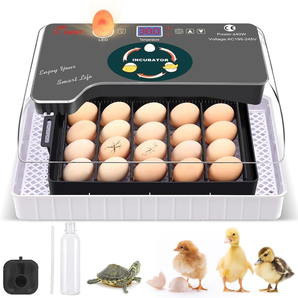 12 Egg Incubator - Automatic Egg Turner, Temperature Control, Built-in Candler, Auto Water Refill for Hatching Chicken, Duck, Quail & Bird Eggs