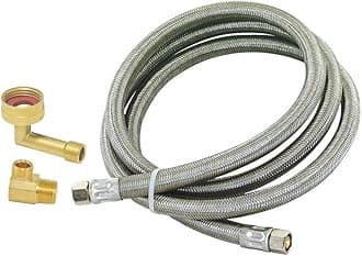 Eastman Dishwasher Installation Kit, 3/8 Inch Compression, 3/8 Inch MIP Elbow, 3/4 Inch FHT Elbow, 10 Foot Braided Stainless Steel Dishwasher Connectors, 41060