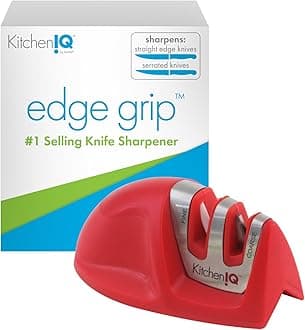 KitchenIQ IQ 50883 Edge Grip 2 Stage Knife Sharpener, Red