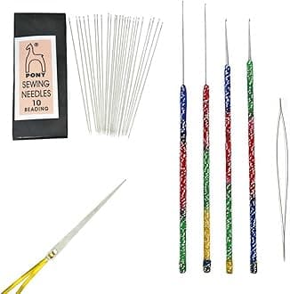 Embroiderymaterial Embroidery Aari & Zardosi, Beading & Jewelry Making Needle Combo, 4 Types, 31 Pieces