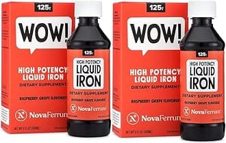 NovaFerrum Wow | 125 High Potency Liquid Iron Supplement | Liquid Iron for Adults | Iron Deficiency | 125mg of Iron Per 5mL Dose | Vegan Verified | Gluten Free Certified | Sugar Free (Pack of 2)