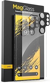 magglass HD Screen Protector for Samsung Galaxy S24 Ultra Tempered Glass with Camera Lens Guard (Easy Applicator Included)