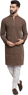 LATEST CHIKAN Men's Cotton Regular Striped Knee Lenght Kurta Full Sleeves
