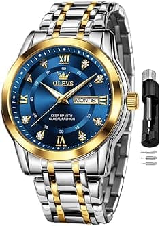 Watch for Men Classic Business Dress Analog Quartz Stainless Steel Waterproof Luminous Date Diamond Men Silver Watch