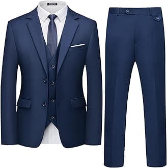 Men's 3 Piece Slim Fit Suit Set Two Button Blazer Jacket Vest Pants Tuxedo Set for Party, Wedding and Business