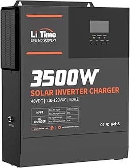 3500W Pure Sine Wave Solar Inverter Charger, 48V DC to 120V AC All-in-One Solar Inverter, Built in 80A MPPT Charge Controller, for 48V Lead Acid/LiFePO4 Battery, Home Energy Storage, Off-Grid