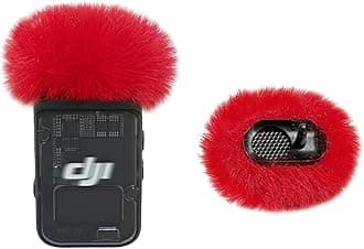 Microphone Windscreen Compatible with DJI MIC 2 (Not for DJI MIC 1) / OSMO POCKET Microphone Furry Wind Muff (2 Packs-Red)