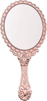 Handheld Mirror with Handle, Makeup Compact Travel Hand Mirrors Mini Vintage Make Up Hand Held Mirror Oval Purse Packet Mirror for Women Girls