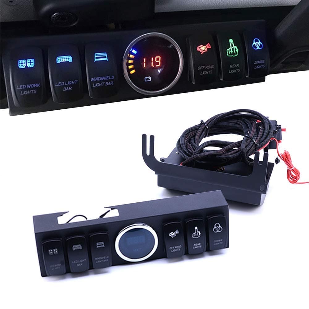 6-Switch Control Panel Box for Jeep Wrangler JK JKU LED Lights Bar Rock Lights (3 color)
