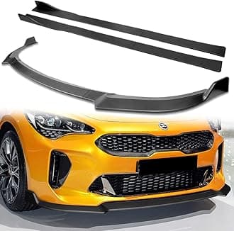 Q1-TECH, 9-Piece Front Bumper Lip & Side Skirt Extensions Diffuser Fit for 2018 2019 2020 2021 2022 2023 Kia Stinger (GT-Line), Front Bumper Lip Spoiler Air Chin Body Splitter ABS (Matt Black)