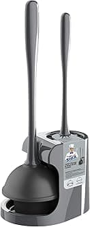 MR.SIGA Toilet Plunger and Bowl Brush Combo for Bathroom Cleaning, Gray, 1 Set