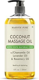 Coconut Massage Oil - Ultra-Glide Formula with Soothing Aroma - Therapeutic Massage, Made with Natural Oils - All Skin Types, Men & Women - 236 ml
