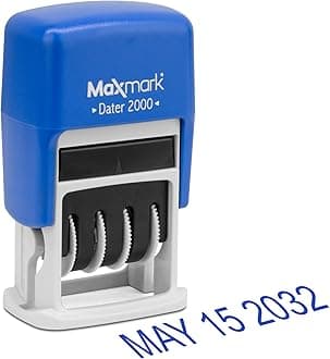 MaxMark Dater 2000, Self Inking Small Date Stamp with Ink Blue