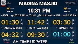 Live Mosque Masjid Digital Clock for Masjid Iqama Display - Muslim Islamic Clock with WiFi, Iqama Time Display on Your TV, Live Sermon and Prayer Time Clock Devices W/43 Display (for Medium Masjid)