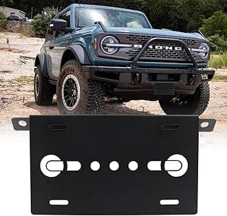 Front License Plate Bracket for Ford Bronco, Steel License Plate Holder Front Lower Bumper License Plate Mount License Plate Frames for Bronco Compatible with 2021 2022 2023 2024 Ford Bronco (Black)