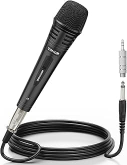 TONOR K1 Vocal Microphone for Singing, Dynamic Handheld Wired Karaoke Mic, Microfono with 5M XLR to 1/4" Cable, Compatible with Amp, Mixer, Suitable for Speech, Karaoke and Outdoor Activities