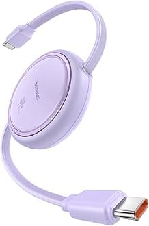 USB C, Mini 100W Retractabl Cable (Purple, 1m)