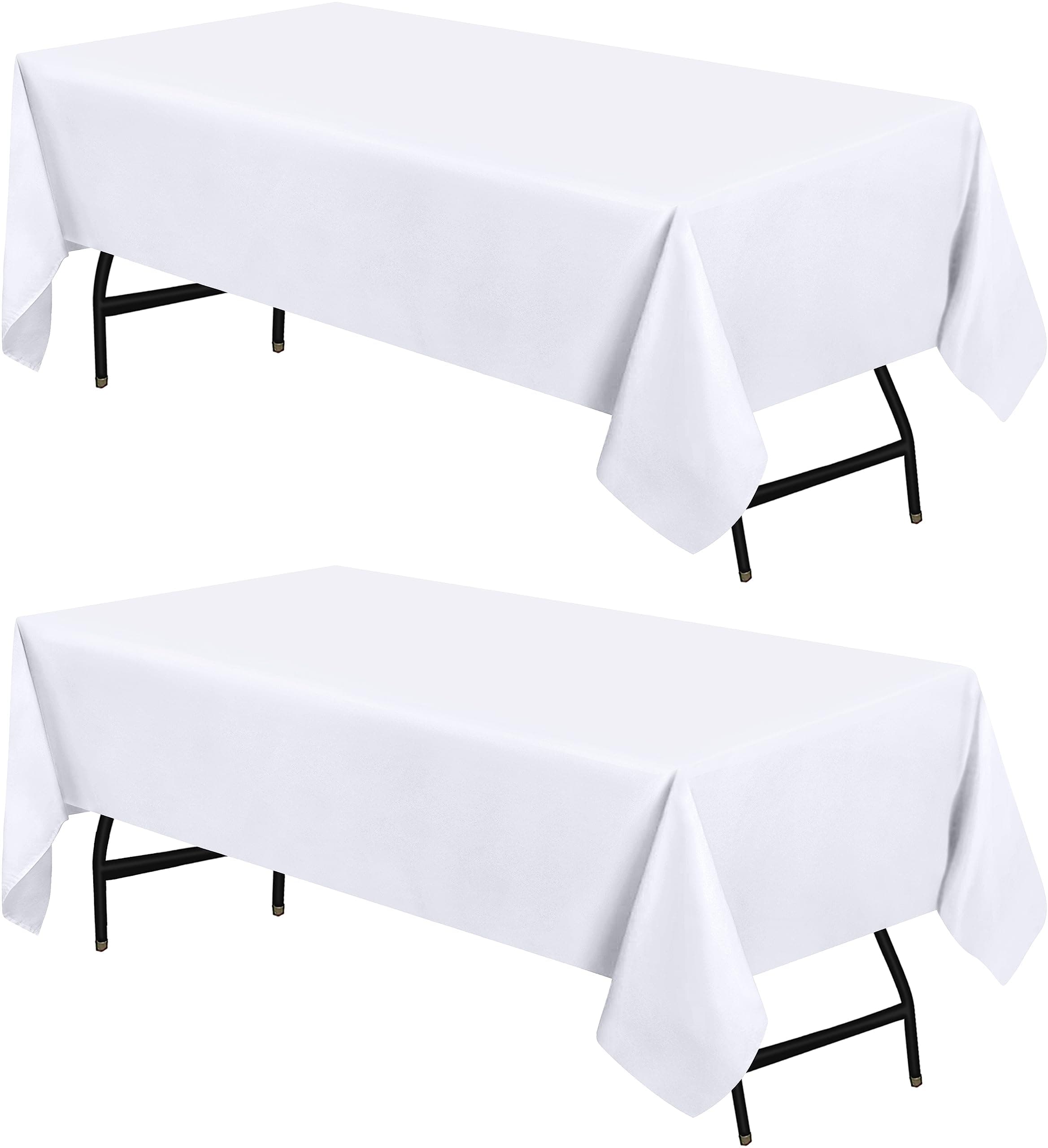 Utopia Kitchen Rectangle Tablecloth 152x213 cm - (Pack of 2) White Table Cover Machine Washable Table Cloth Perfect for Parties, Weddings and Festivals (60x84 inches)