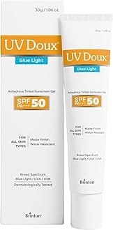 UV Doux Blue Light Tinted Sunscreen Gel SPF 50 PA+++ | India’s No.1 Dermatologist Recommended Brand | UVA/UVB & Blue Light Protection, Benzene Free| Matte Finish | Oily & Acne-Prone Skin | 30 g