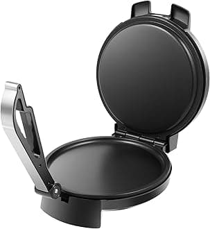 Electric Chapati,1200w Tortilla Maker,Dual-Sided Heating,23cm Non-Stick Plates,Adjustable Temp To 230°C, For Pancakes, Pan Cakes, Omelettes