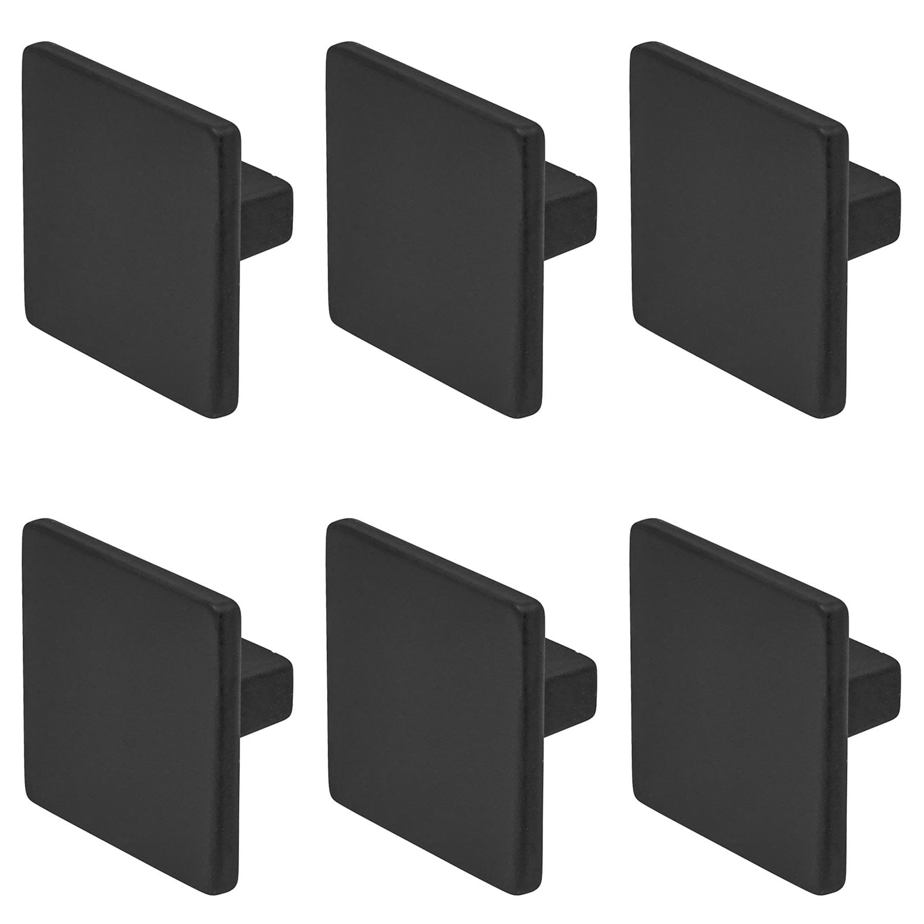 Decoranddecor Calla Square Cabinet Knob Door Pull Handle Kitchen Cupboard Furniture Drawer (6 Pack, Matt Black)