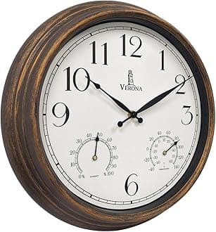 Bronze Outdoor Wall Clock 14 inch