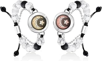TOTWOOLong Distance Touch Bracelets for Couples, Smart Light up & Vibration for Love Couples Healing Stone Bracelet | Long Distance Relationship Gifts for Girlfriend Bluetooth Pairing Jewelry