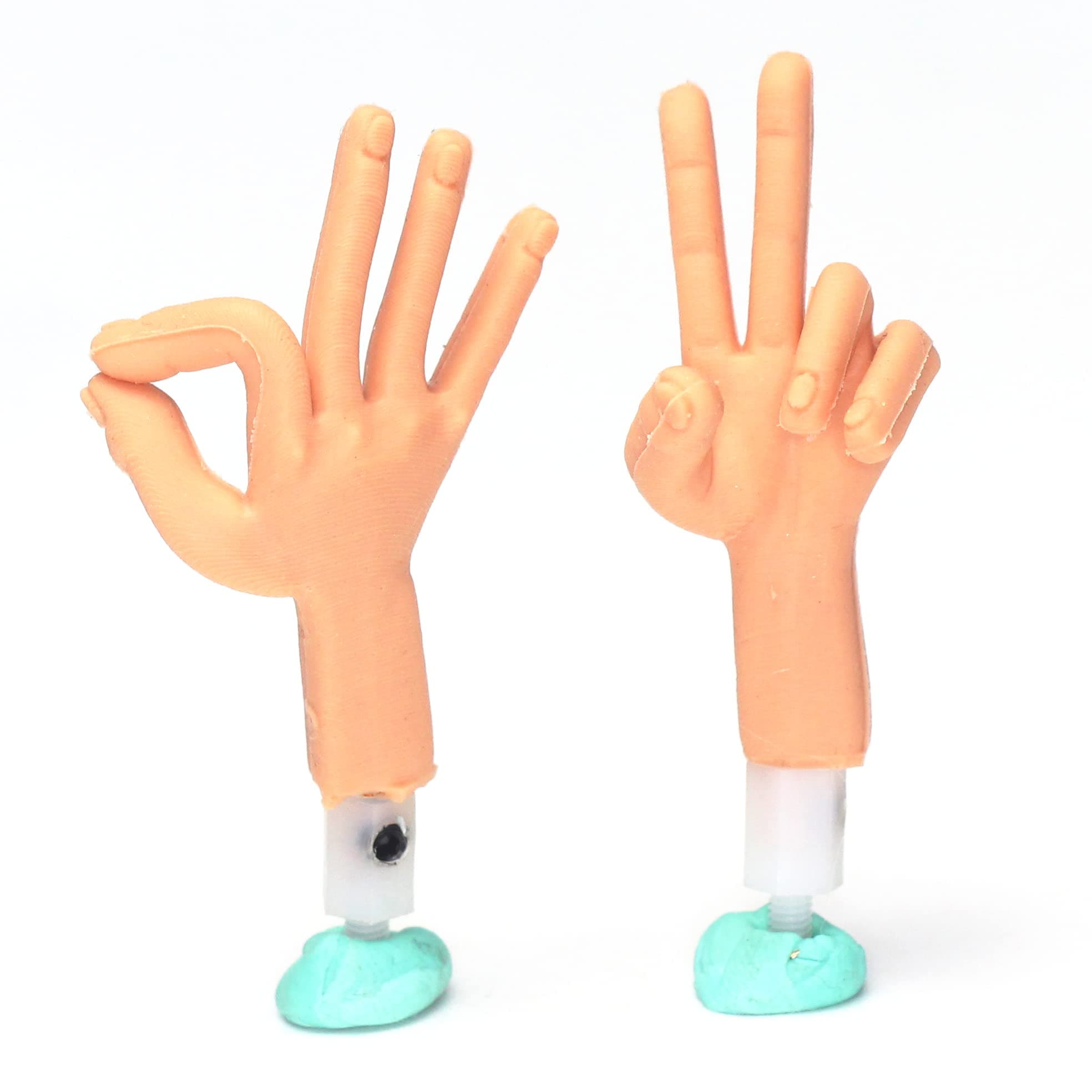 Silicon Hands for Stop-Motion Animation with Aluminum Wire Inside | Handmade Armature Hands for Free Movement of The Character | Attach Easily to Your Sculpture by M3 Rod Mounting (5 Fingers)