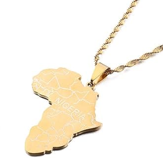 Africa Map With NIGERIA Pendant Necklaces Gold Color Jewelry For Women Men African Maps Jewellery