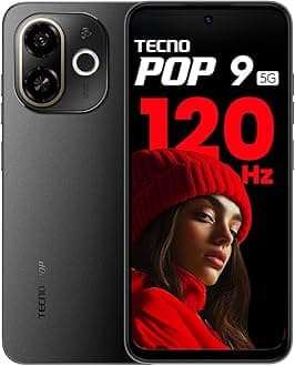 Tecno POP 9 5G (Midnight Shadow, 4GB+64GB) | Advanced AI Features | 108MP Ultra Clear AI Camera | D6300 Powerful Processor | 5 Year Lag Free Fluency | 5000 mAh Battery | in Built Infrared and NFC