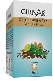 Girnar Detox Desi Kahwa Green Tea Bags-Set Of 36-(Pack Of 5),200 Grams