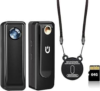 Mini Body Camera 64GB, 4K 30FPS Action Camera, Hands Free Sports Camera with Magnetic Back Clip, Wearable Body Cam POV Records Using for Traveling Cycling Vlogging