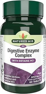 Natures Aid Digestive Enzyme Complex – Supports Digestion, Bloating & Discomfort Relief and Nutrient Absorption – Betaine HCl - Vegan, Vegetarian, Non-GMO – 60 Tablets