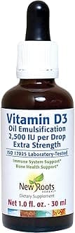 New Roots | Vitamin D 2500 IU Drops for Adults (30 ML), Fast Absorption, Effective Immune System Support Supplement