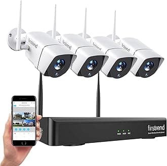 Firstrend [Newest] Wireless Security Camera System - 8CH 1080P NVR With 4 1.3MP IP Cameras, 65ft Night Vision, Easy Remote View, P2P CCTV (No Hard Drive)