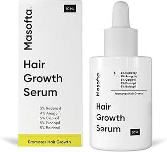 Masofta Hair Growth Serum For Promoting Hair Growth & Controlling Hair Fall With 3% Redensyl, 5% Capixyl, 4% Anagain, 3% Procapil & 3% Baicapil, Rosemary & Biotin, For Both Men & Women, White 30 ml